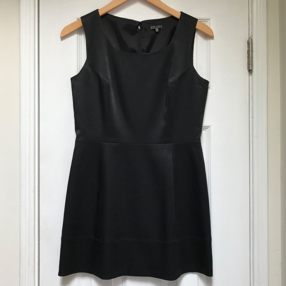 Premise shimmery black sleeveless mini tunic top